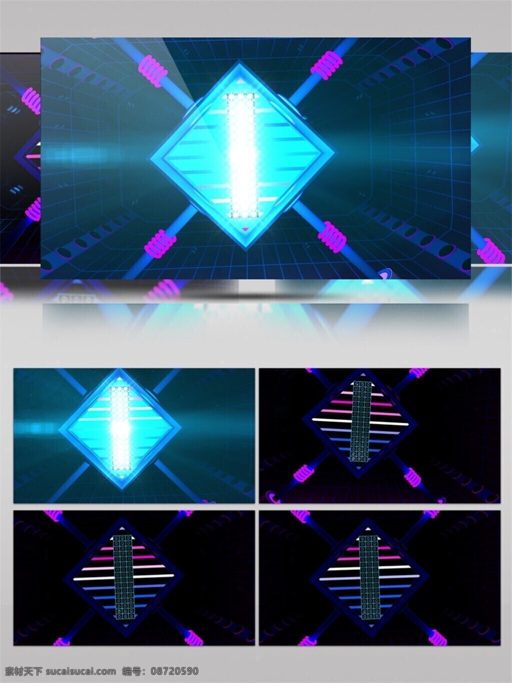 蓝色 棱形 动态 视频 发散灯光 高清素材 光束蓝色 光特效素材 棱形几何 唯美素材 炫光
