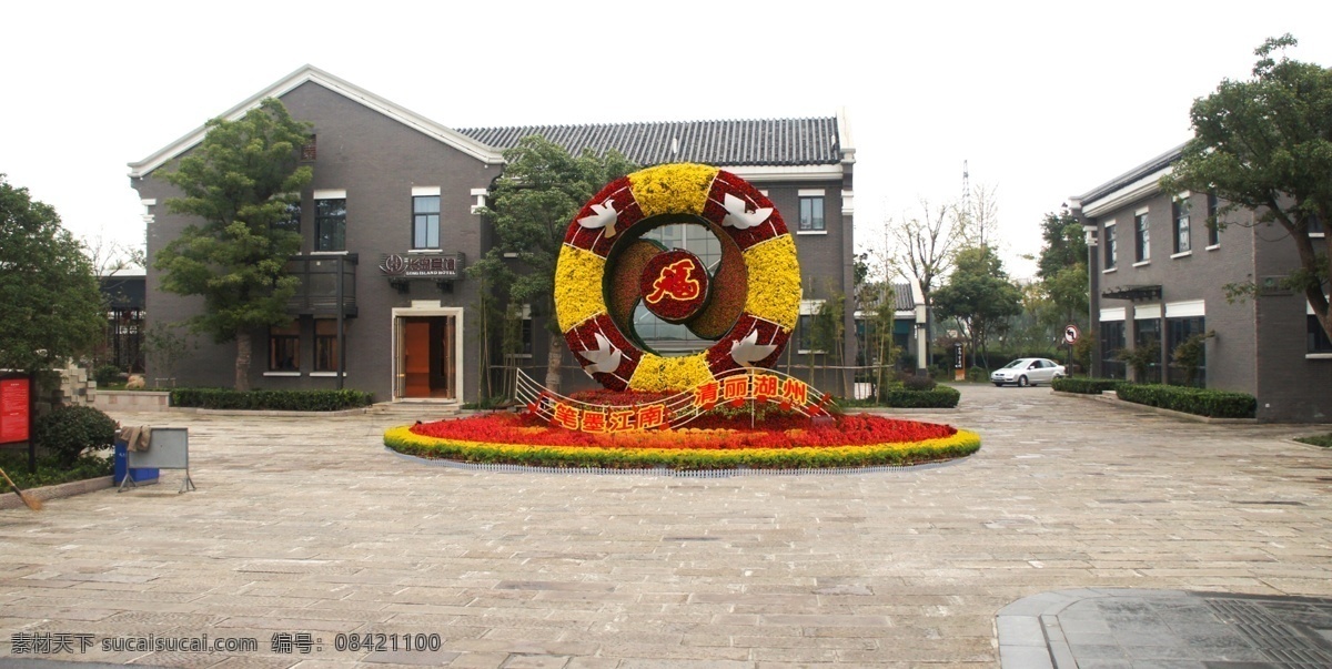 绿化设计 环境设计 花坛 绿雕 绿化环境 草花 鸽子 音符 游泳圈 春节布置 围栏 分层 源文件