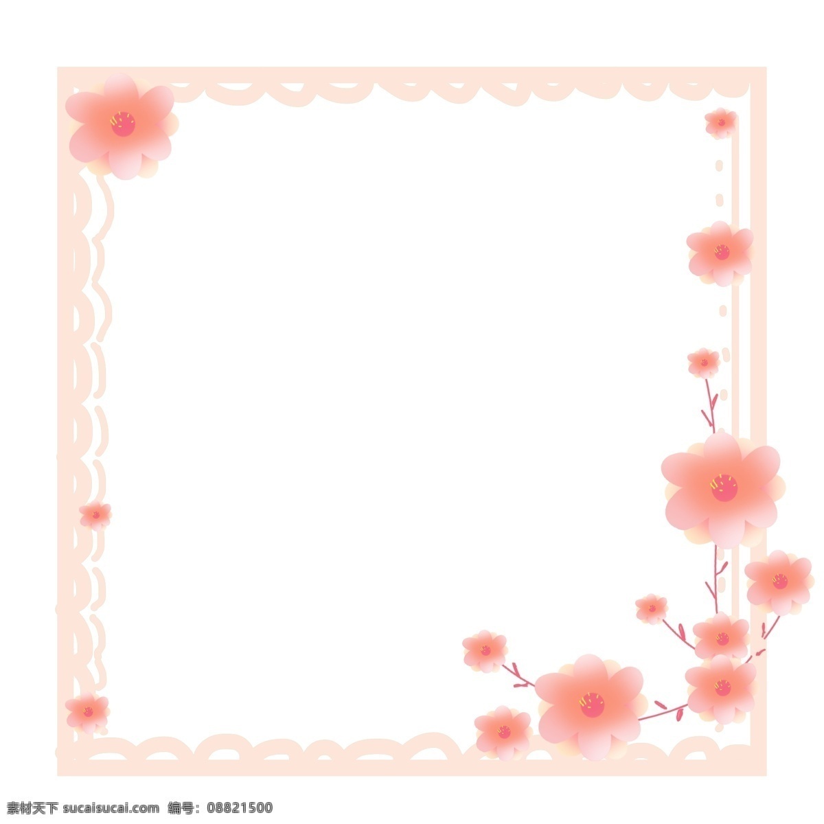 温柔 小花 粉色 边框 粉色花朵 温柔小花 粉色边框 手绘梦幻鲜花 甜美 飘落的花瓣 美丽 好看 漂亮的鲜花