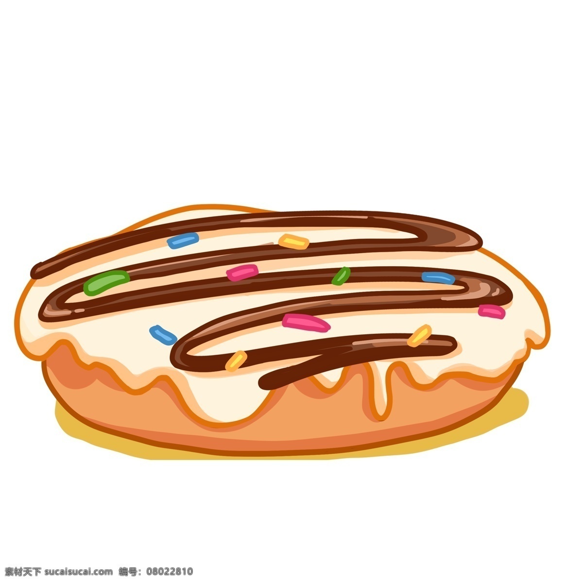 卡通 手绘 甜甜 圈 美食 元素 插画 甜甜圈 糕点 食物