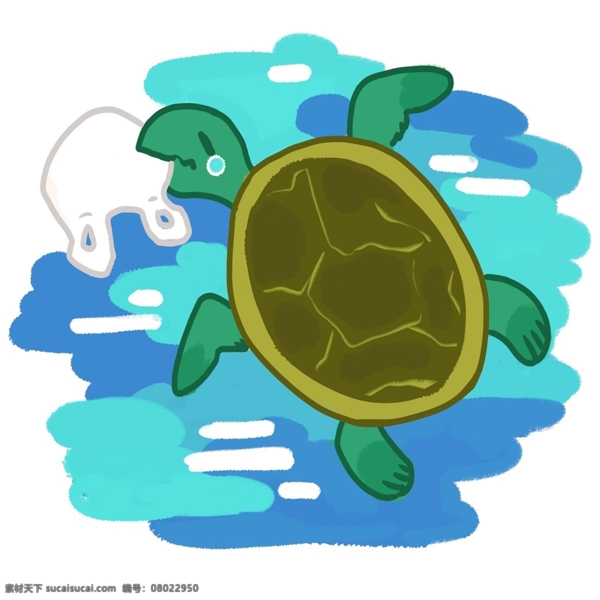 海洋生物 乌龟 插画 爱护海洋 保护环境 海水 净化海水 海洋乌龟插画 蓝色海水