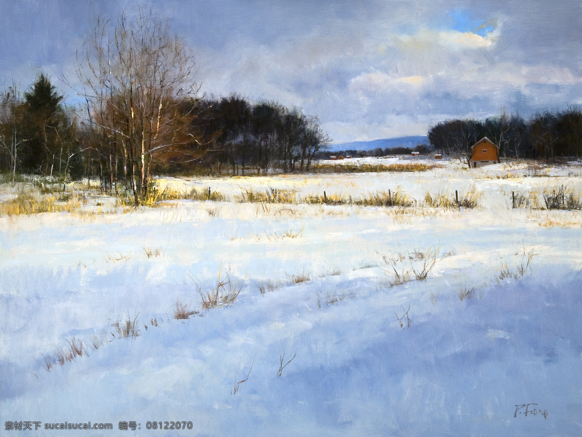 美丽 雪景 高清风景油画 油画素材 美丽雪景 油画 美丽雪景油画 装饰素材