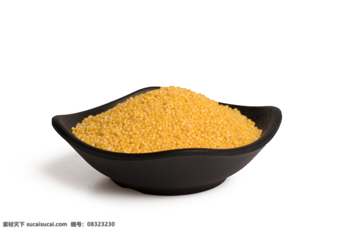 粗粮 小米 食物 白底 粮食 元素 一碟 碟子