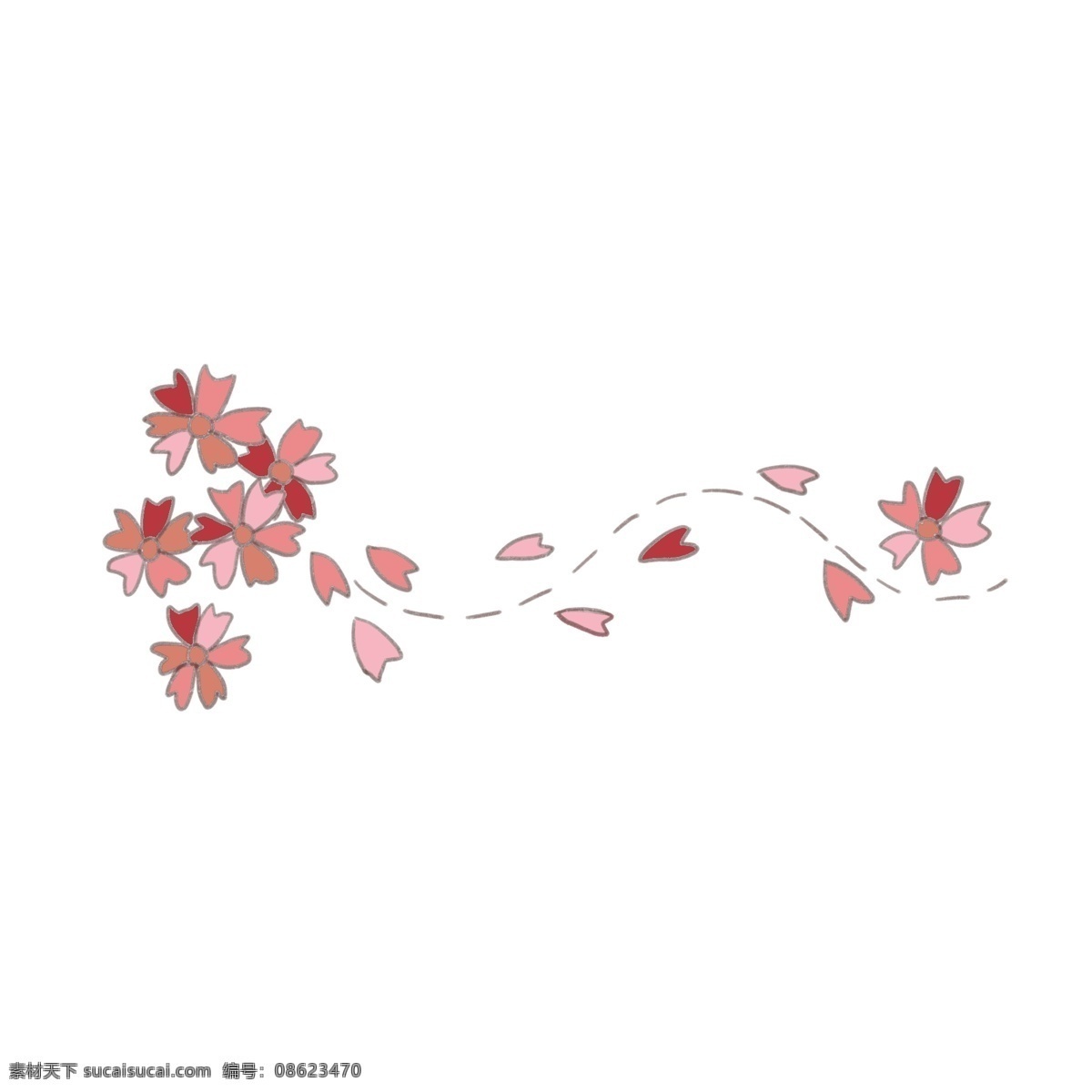 红色 花朵 分割线 插画 花朵分割线 卡通分割线 红色的花朵 创意 分割线插画