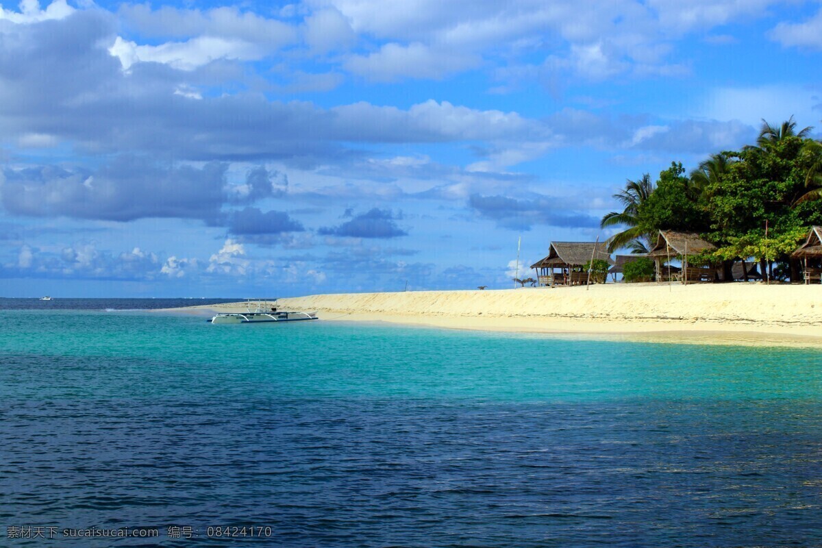 美丽的海滩 沙滩 棕榈树 棕树 大海 海景 蓝天 白云 海滨 自然景观 自然风景