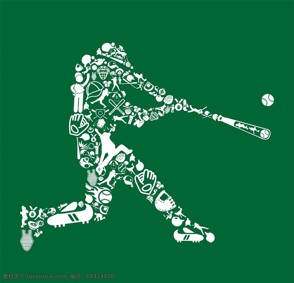创意 图标 棒球 运动员 矢量 插画 棒球运动 棒球运动员 图案 印花 插图 运动 动漫动画