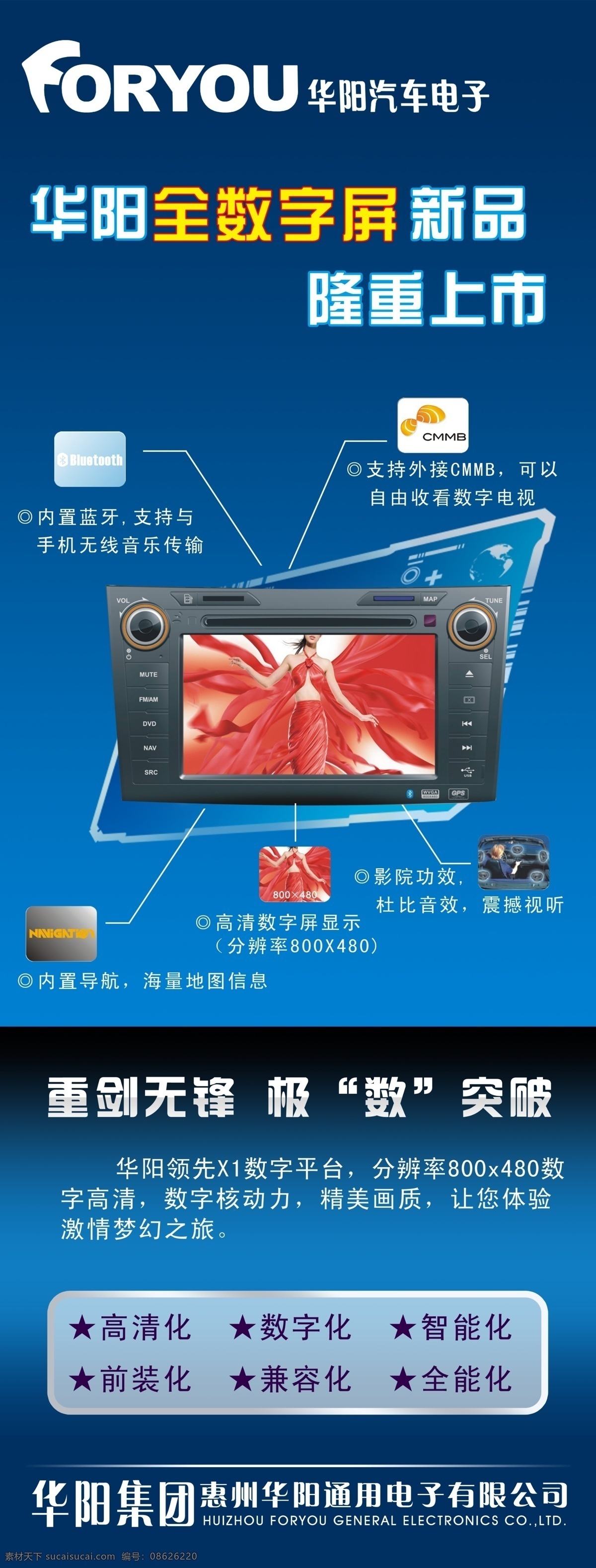 汽车导航 dvd 广告 导航 广告设计模板 蓝色 模板 汽车 源文件 华阳 展板模板 网页素材 导航菜单