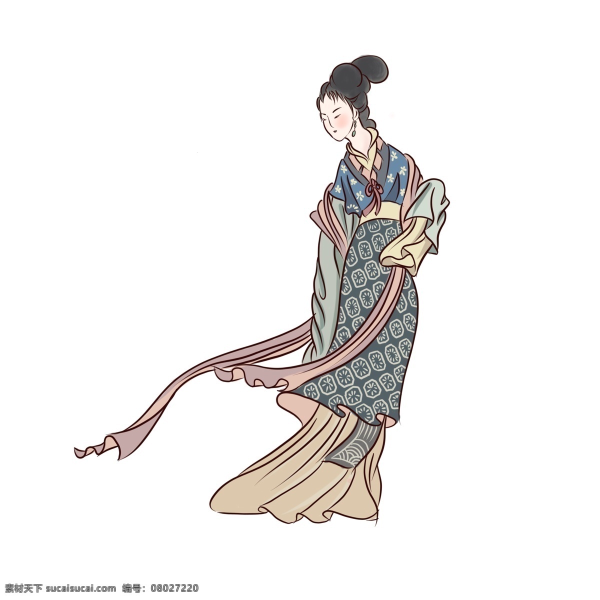 手绘 中国 风 白描 风格 古代 人物 美女 图 手绘人物 中国风 古典人物 古代美人 白描风格人物