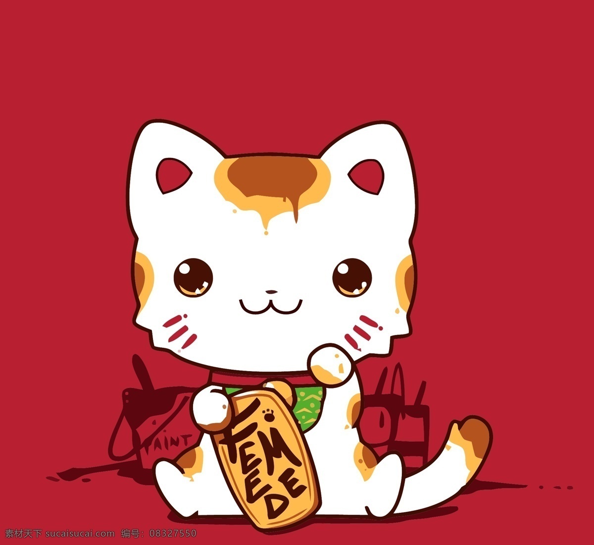 招财猫 猫咪 卡通猫咪 卡通猫 动物 宠物 手绘 手绘素材 手绘动物 花 印花 印花图案 可爱小猫 猫 铜钱猫 喵 可爱 可爱素材 猫咪元素 卡通 卡通设计