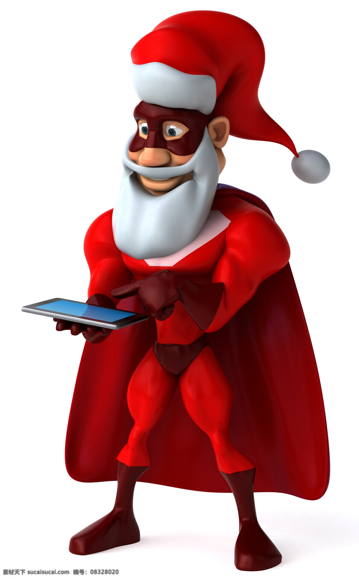 平板电脑 圣诞 超人 圣诞节 卡通人物 红色 其他人物 人物图片
