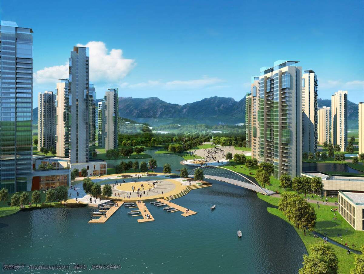 3d模型 高层住宅 高楼 规划效果图 河流 环境设计 建筑空间 建筑设计 嘉凯城 效果图 园林 楼盘 效果 物业 山