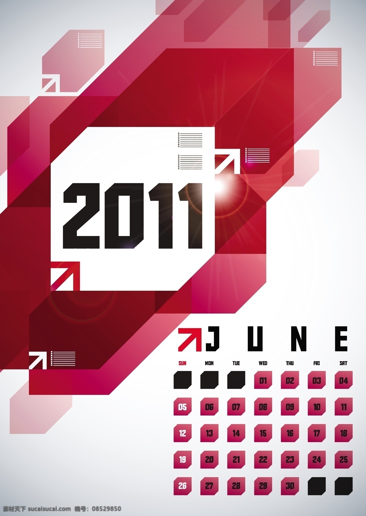 2011 六月 日历 矢量图 其他矢量图
