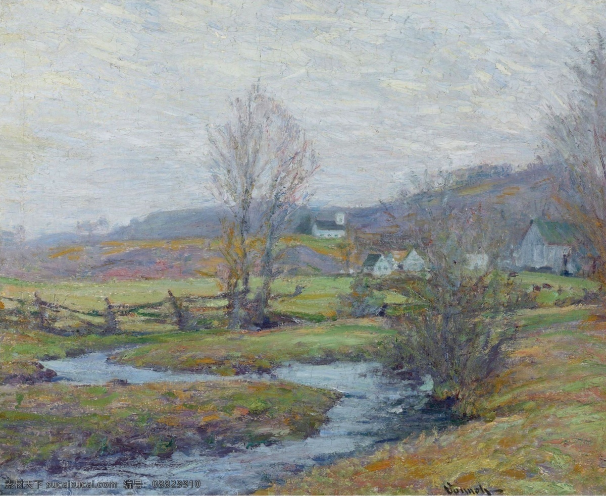 大师 画家 风景画 静物 油画 建筑 装饰画 connecticut lyme valley pleasant spring early vonnoh william robert 人物 高清 西方 国外 现代 家居装饰素材