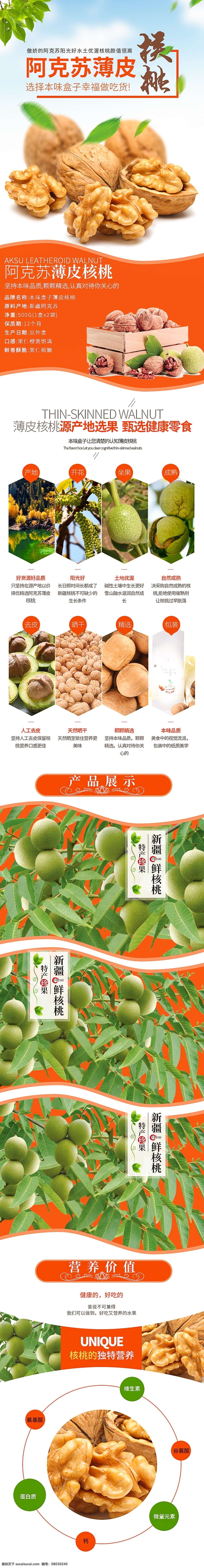 坚果 零食 食品 小吃 新疆 特产 核桃 详情 页 模板 小吃零食 新疆特产 详情页