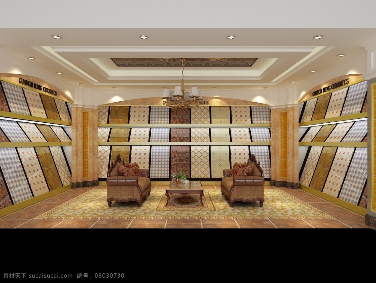 展厅 3d设计 瓷砖 灯光 吊顶 沙发 展厅设计 装饰素材 室内装饰用图