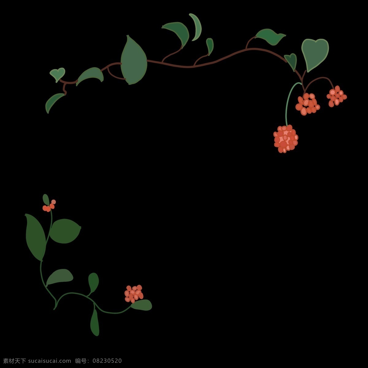 鲜花 花朵 花 藤 边框 鲜花的花藤 卡通边框 小物边框 植物边框 叶子边框 美丽边框 红色的花朵