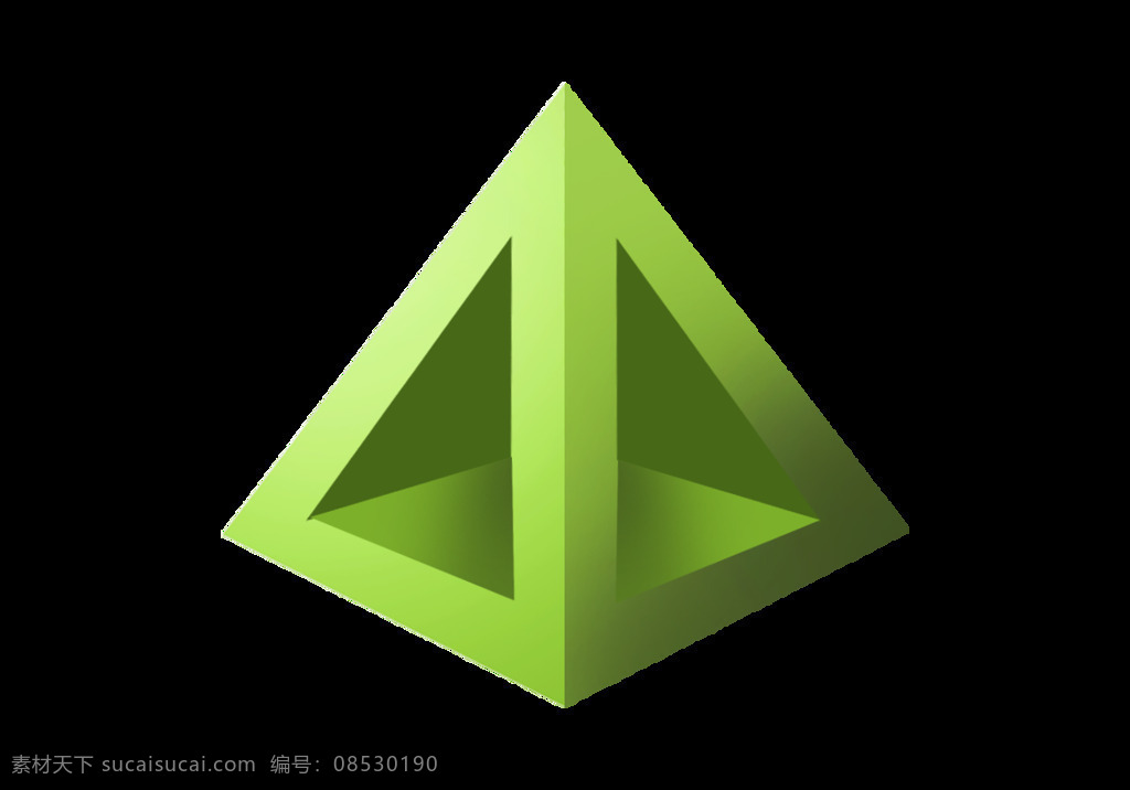 png元素 几何图像 立体 绿色 免抠元素 三角形 透明元素 三角 体 元素
