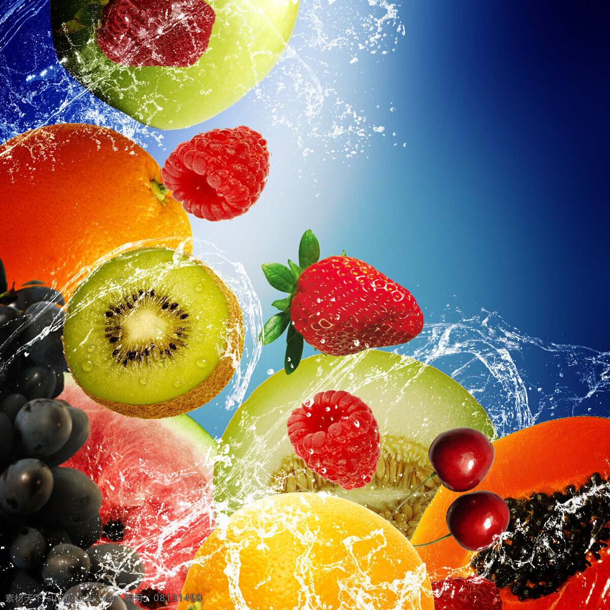 水中水果 水中草莓 水中 草莓 鲜橙 桔子 樱桃 猕猴桃 弥猴桃 营养美味 水果 新鲜水果 水滴 水浪 水花 美味水果 生物世界