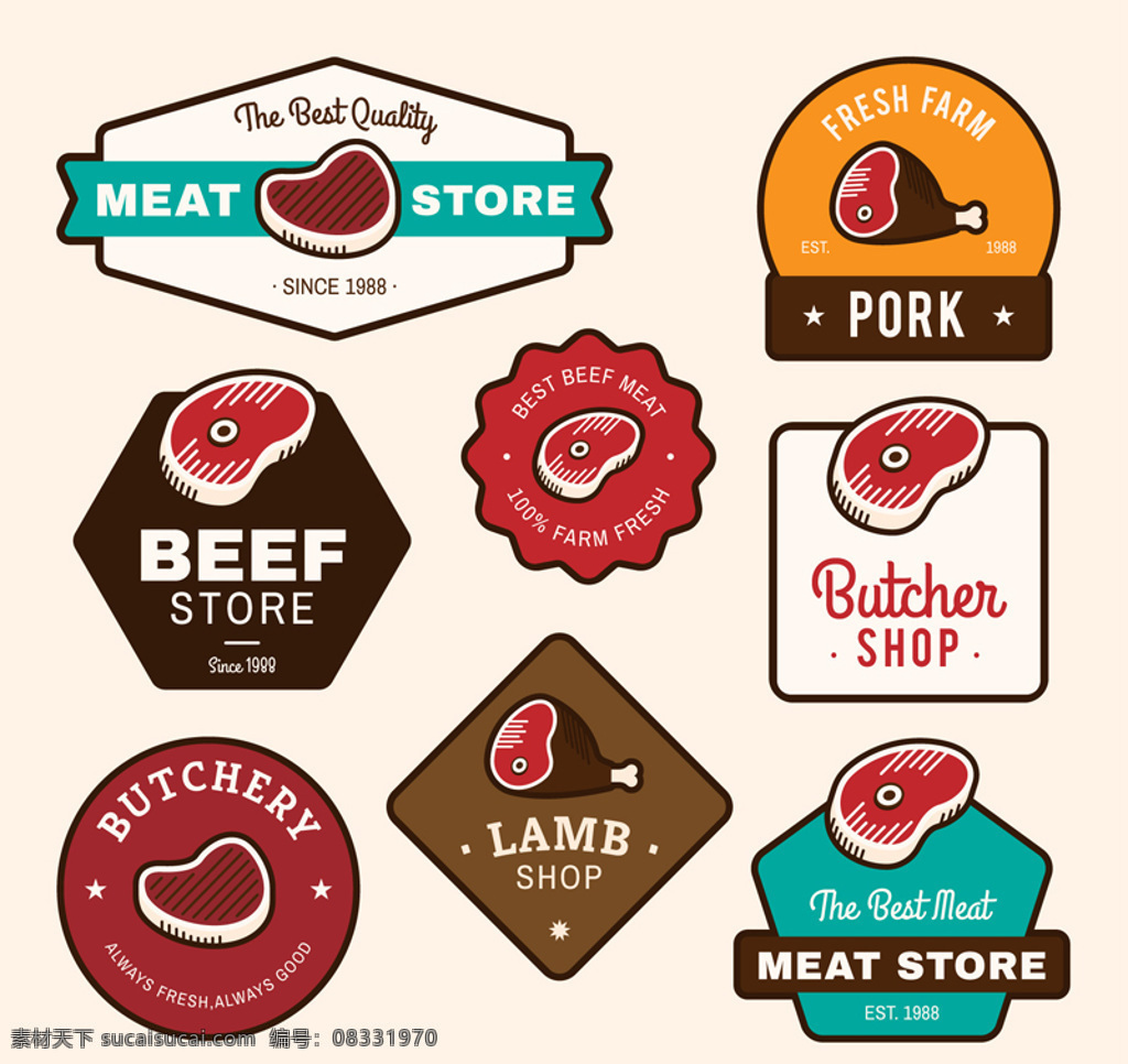 牛肉 猪肉 羔羊 肉 肉铺 标签 肉制品 火腿 牛排 羔羊肉 标签肉 制品 销售店铺 白色