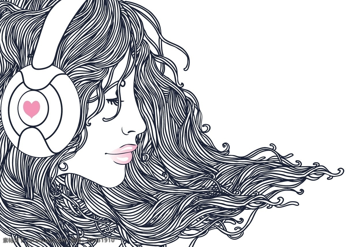 听 音乐 时尚 美女 插画 听音乐的美女 卡通美女插画 卡通女孩 音乐背景 音乐主题 音乐海报 影音娱乐 生活百科 矢量素材 白色