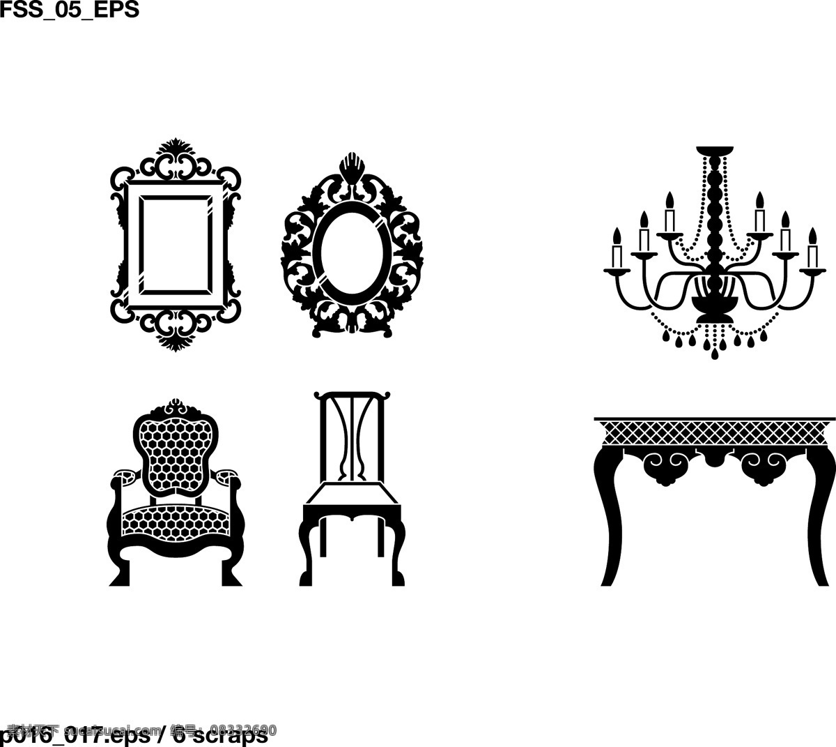 欧式 家具 图标 吊灯 欧式椅子 欧式桌子 生活图标 梳妆台 矢量图 日常生活