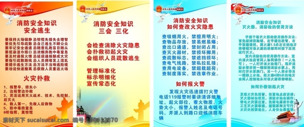 消防宣传 橱窗 工程 消防 三会三化 消防安全知识 火灾扑救知识 消防安全法 消防标示 公共标识标志 标识标志图标 矢量