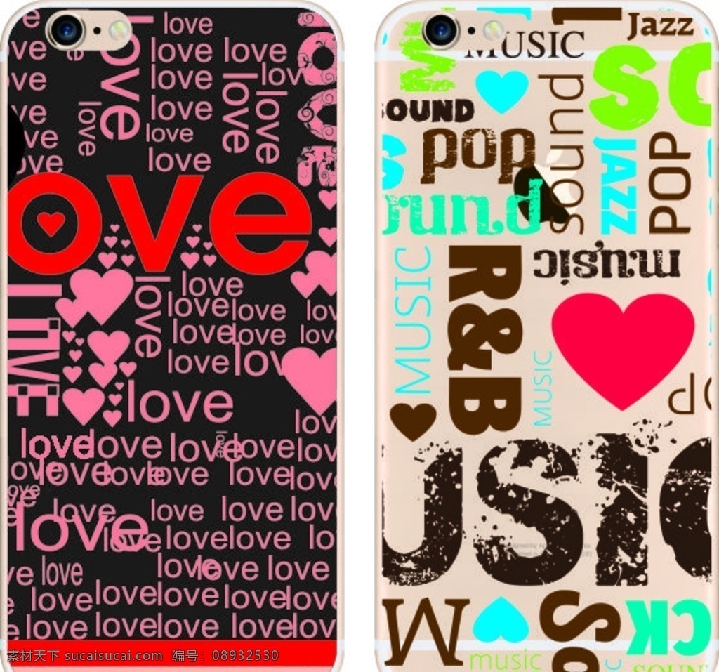 彩绘手机壳 iphone 时尚 彩印 打印 字母 心形 love sky 包装设计