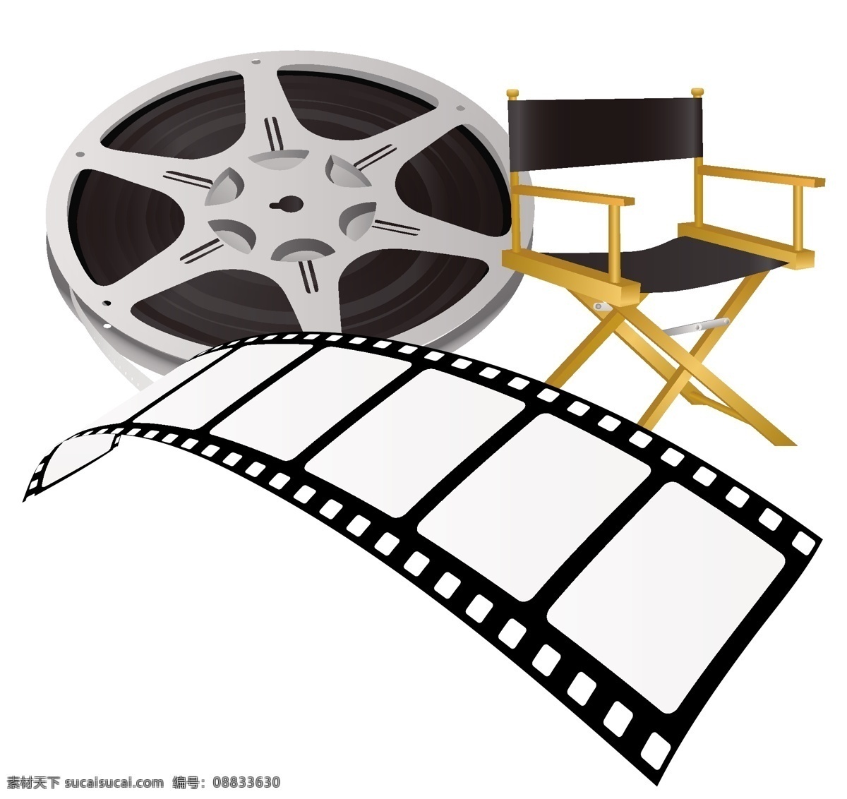 电影 元素 矢量 电影元素 胶卷 胶片 矢量图标 导演椅子 其他矢量图
