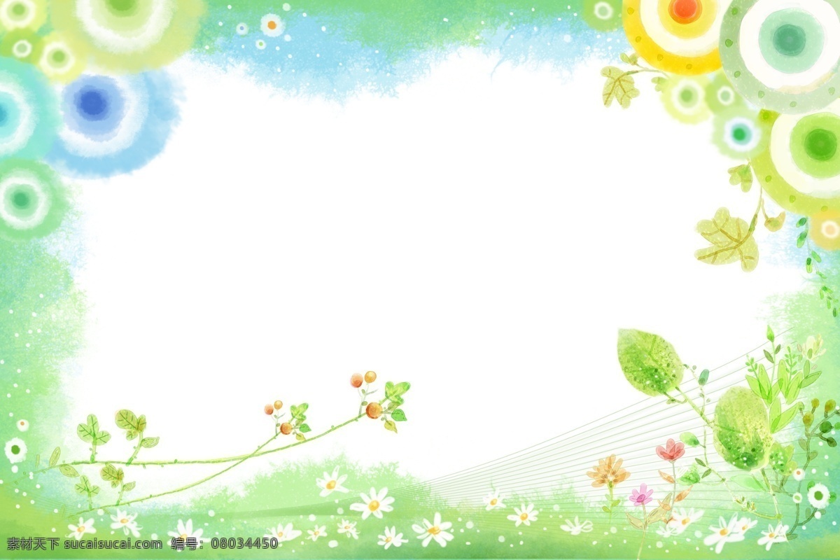 清新绿边框 绿边框 花边 清新 边框 绿背景 花草 绿叶 分层
