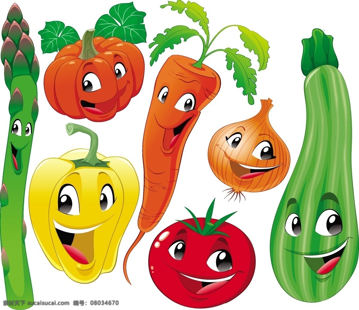 可爱 的卡 通 蔬菜 卡通蔬菜 动漫蔬菜 矢量蔬菜 卡通 动漫 矢量 生物世界 蔬菜水果 矢量素材 白色