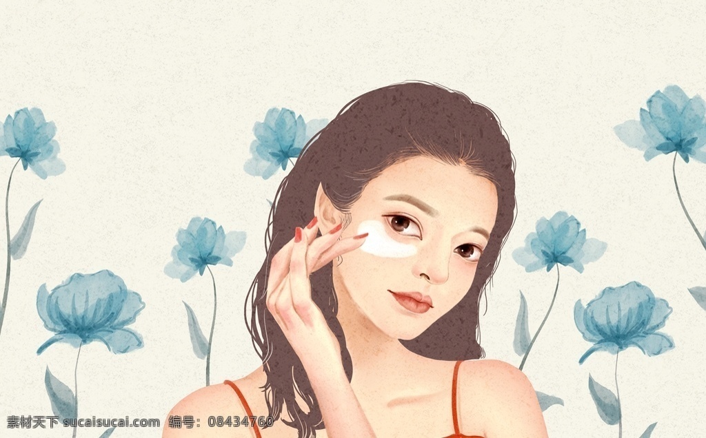 美女 手绘 画 人物 花 共享分图