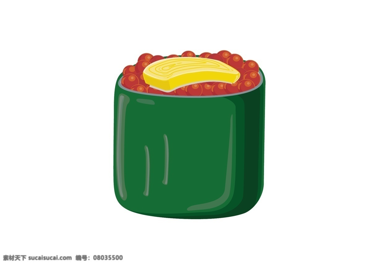 手绘 卡通 寿司 元素 装饰 彩色