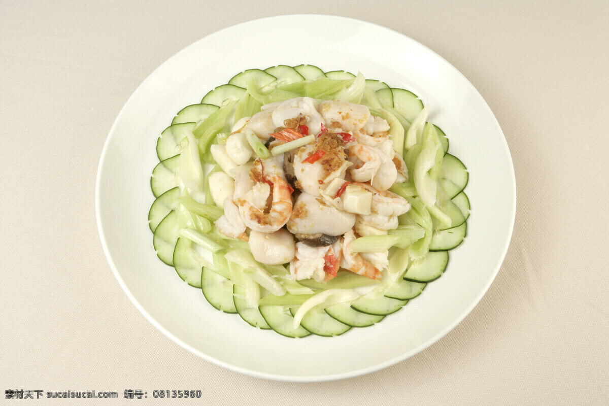黄瓜虾仁凉菜 花瓜虾仁图 花瓜美食 夏日美食 虾仁凉菜 虾仁拌黄瓜 传统美食 餐饮美食