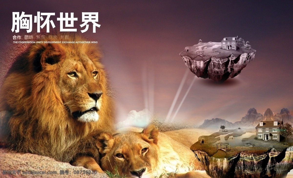 胸怀 世界 企业 文化 地球 画册 环境 企业文化 狮子 其他画册封面