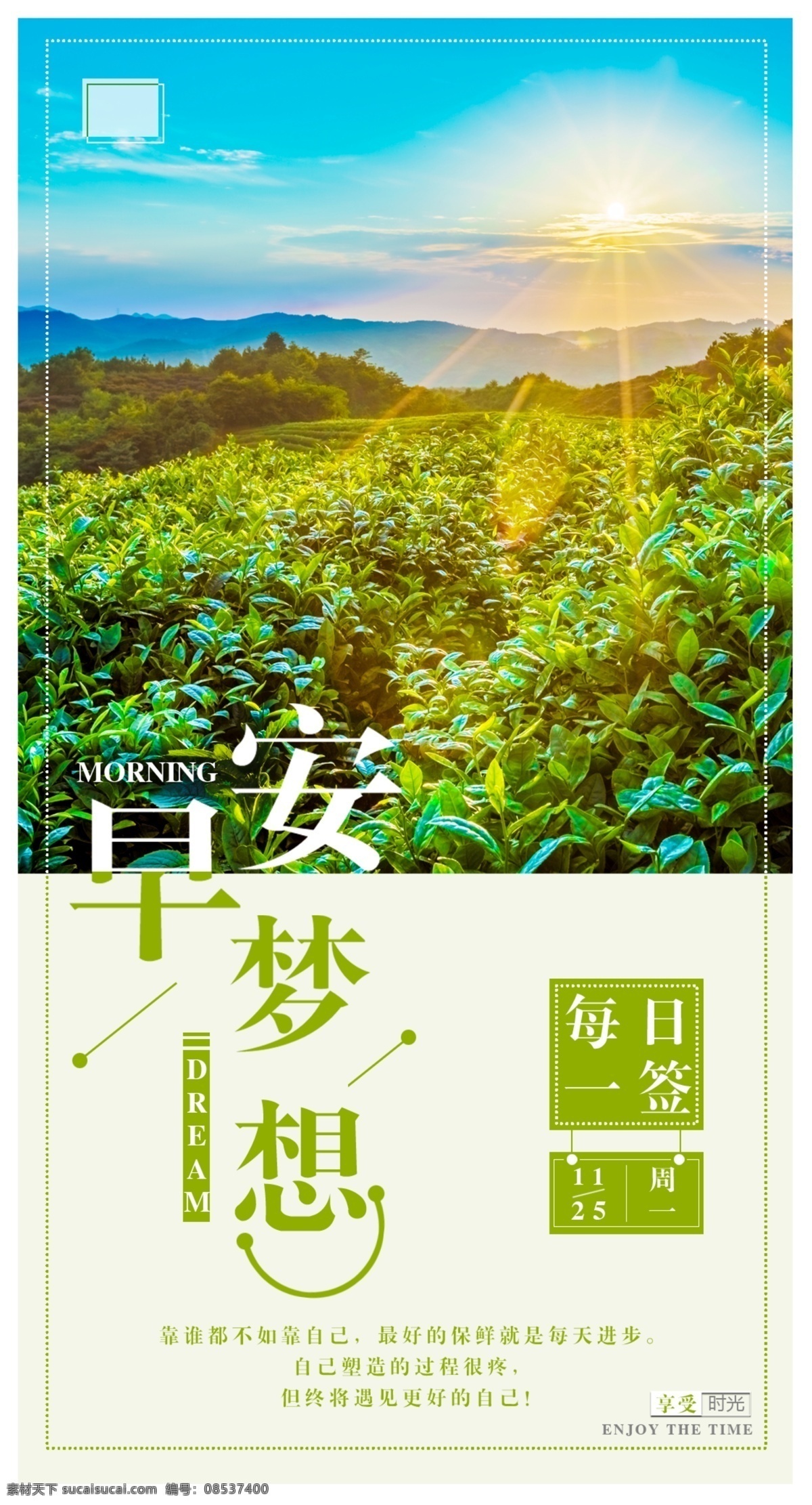 早安 正能量 每日一语 早上好 感恩 茶叶 茶 问候 日签 签到 打卡