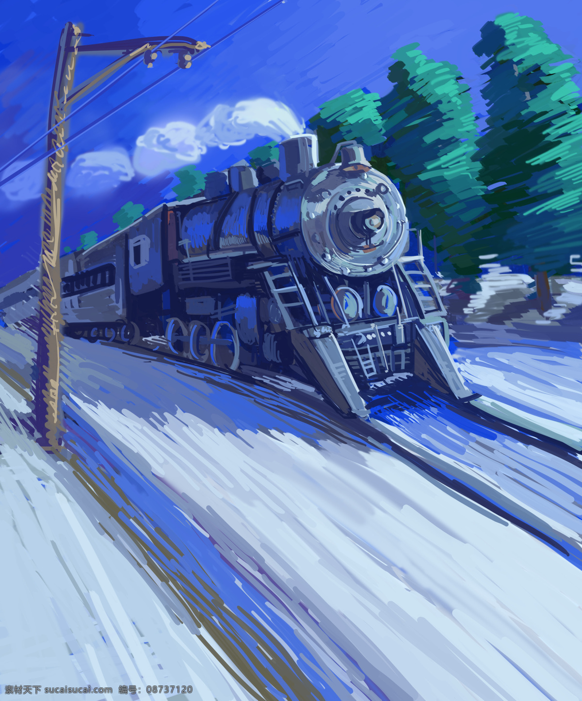 奔驰 动漫动画 风景漫画 火车 绿树 漫画 梦想 火车设计素材 火车模板下载 卡通 动漫 可爱