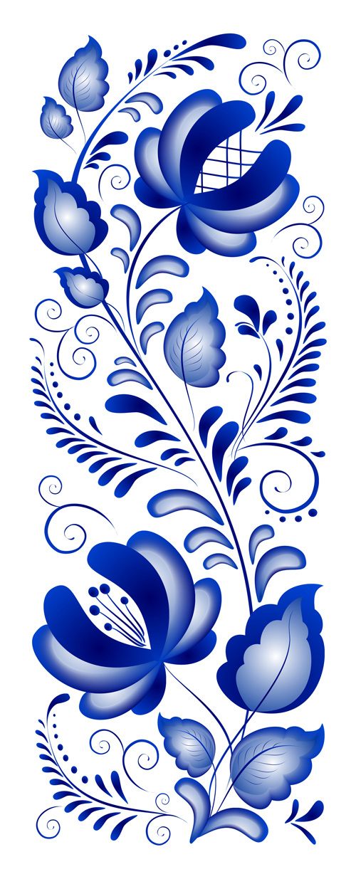美丽 蓝色 花 饰品 矢量 装饰物 矢量图 花纹花边