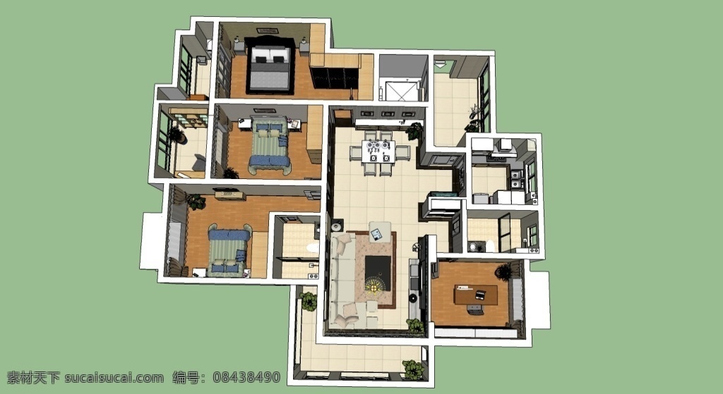 室内家装布局 室内 家装 新中式 空间 sketch 灰色