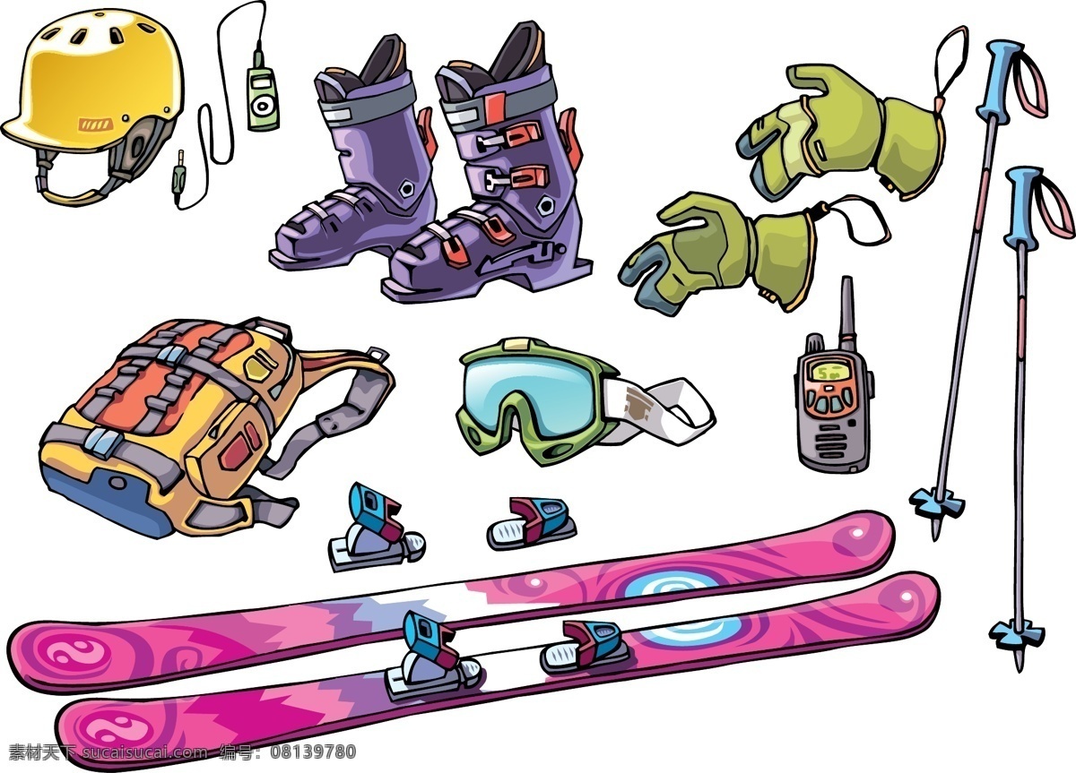 滑雪板 溜冰鞋 生活百科 手套 体育 休闲娱乐 雪橇 运动 滑雪 装备 矢量 模板下载 滑雪装备 滑雪设备 防护装备