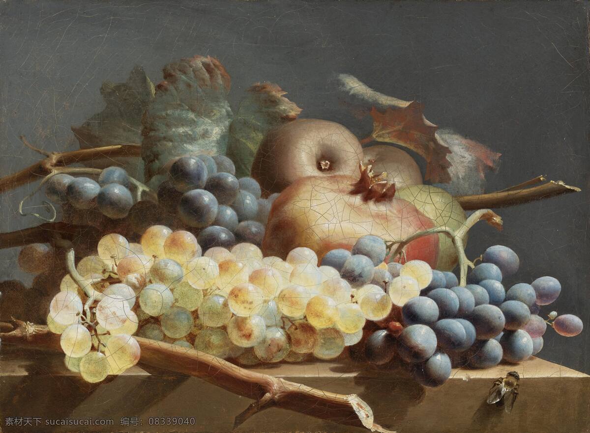 古典油画 绘画书法 静物 静物水果 苹果 葡萄 石榴 水果 设计素材 模板下载 油画 文化艺术 家居装饰素材