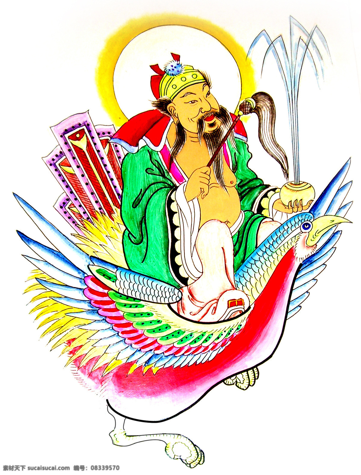 雨神 神仙 拂尘 飞鸟 绘画书法 文化艺术