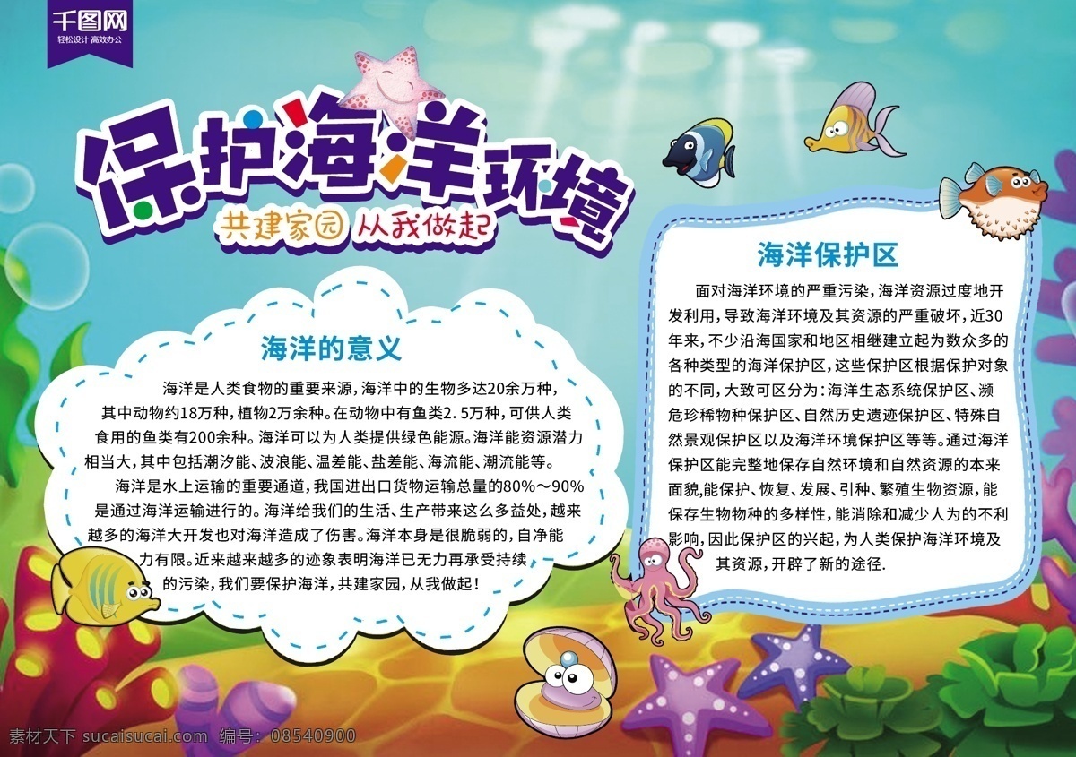 保护 海洋 环境 手 抄报 保护海洋 保护环境 大海 海洋生物 绿色 生态