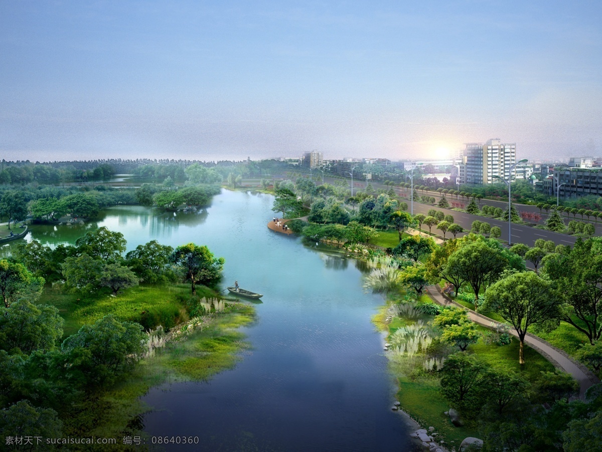 鸟瞰图 景观建筑 效果图 景观效果图 公园 湖泊 休闲广场 绿化 景观 绿地 湿地 滨江 环境设计 景观设计 居住区 滨水 木栈道 亭子 分层 源文件