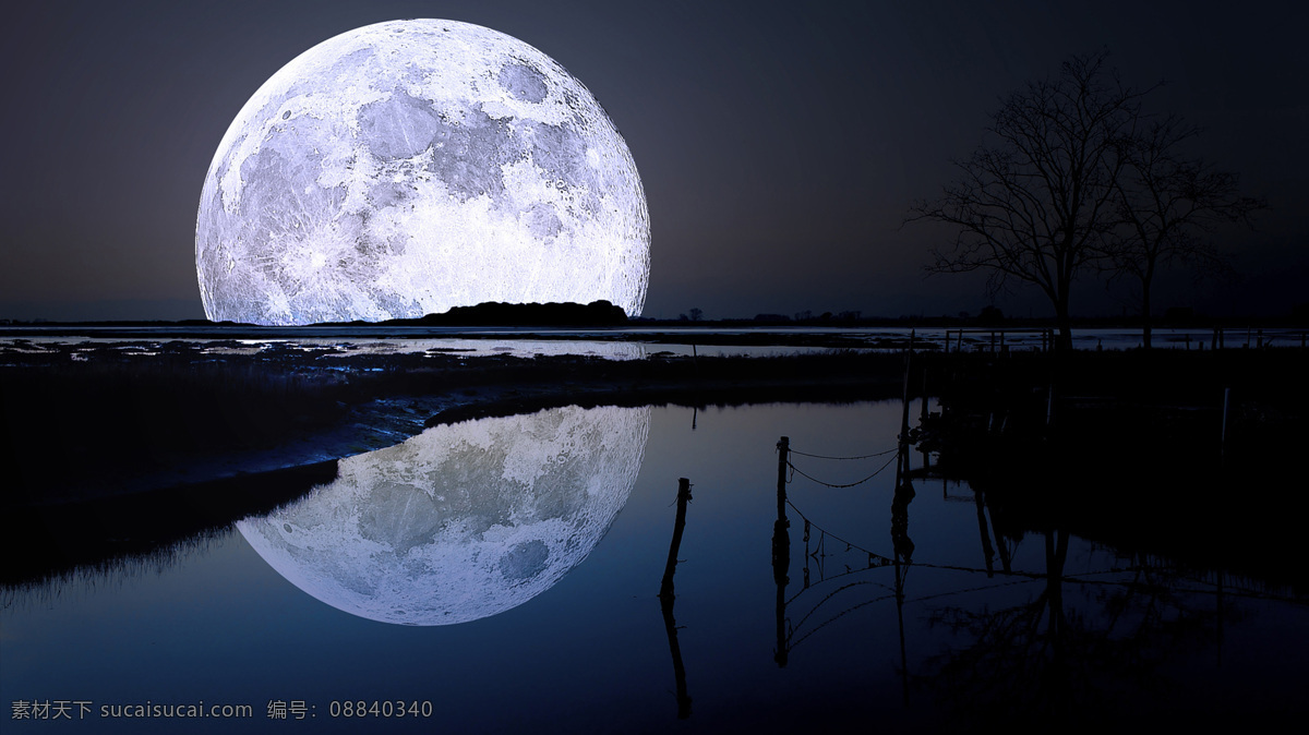 夜晚 月亮 风景 月亮风景 阴天 云朵 湖水 清水 夜晚风景 高清图片 自然风景 自然景观