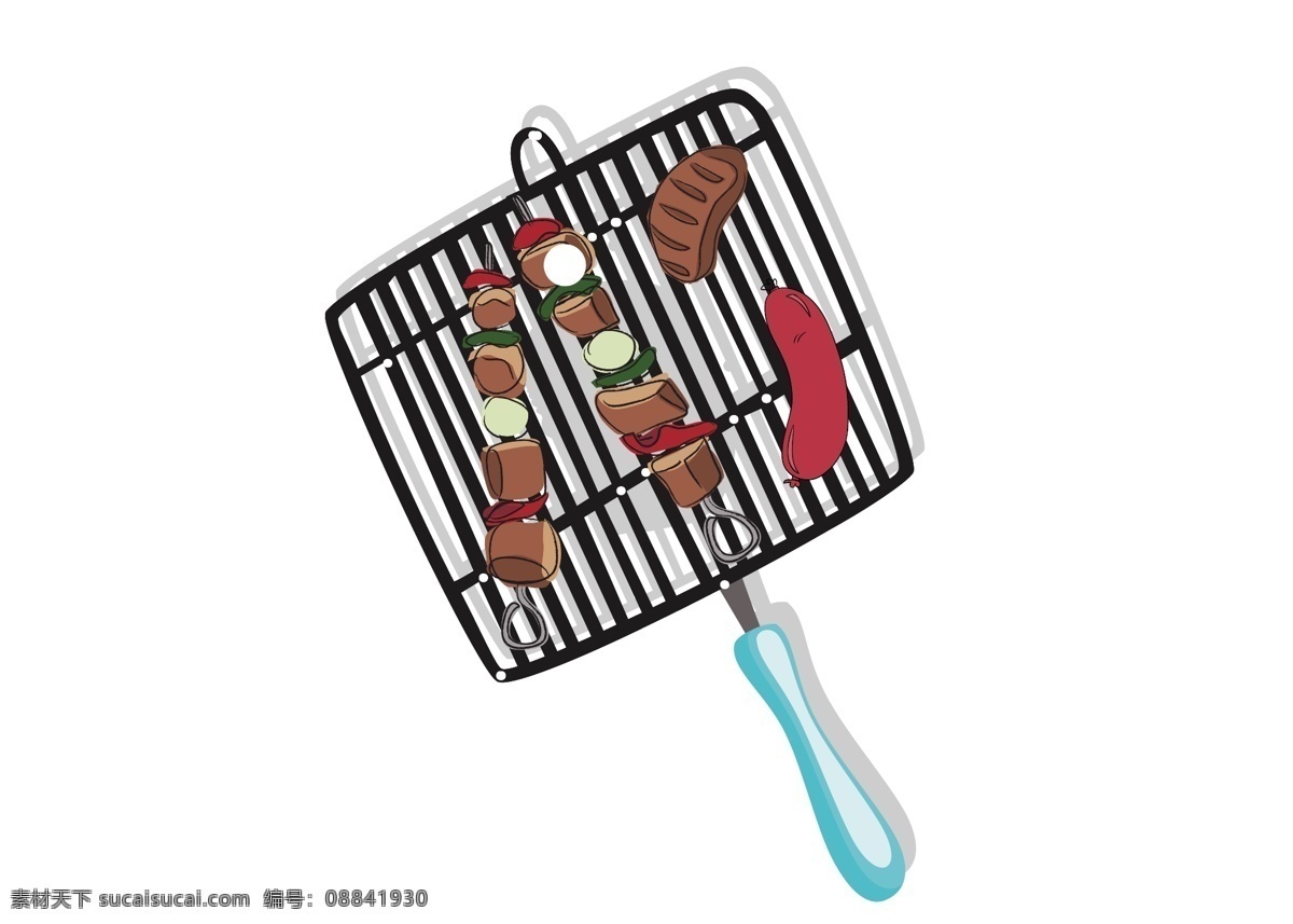 手绘 美味 烤肉 矢量 元素