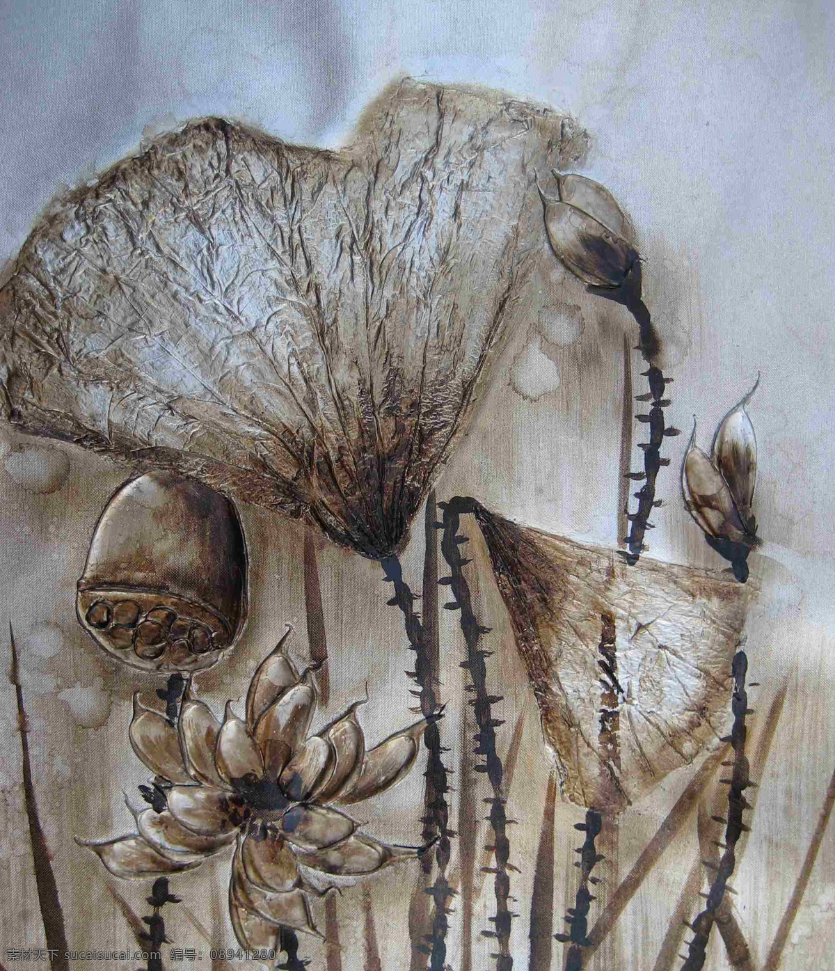 水彩绘画 水彩画 水粉画 壁画 莲花 莲叶 莲蓬 莲 绘画书法 文化艺术