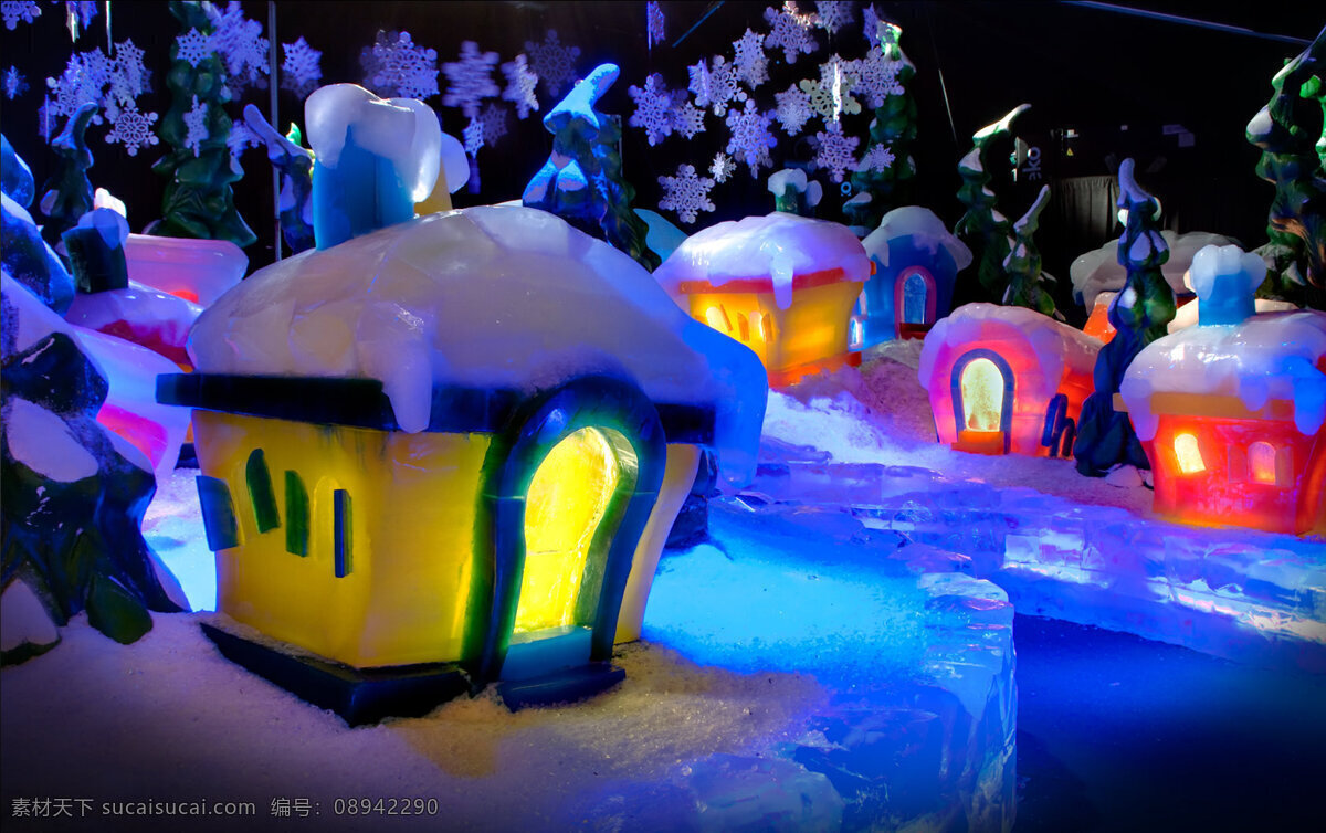 彩色冰雕小屋 冰雪嘉年华 标清 雪雕 冰雕 照片 建筑园林 雕塑