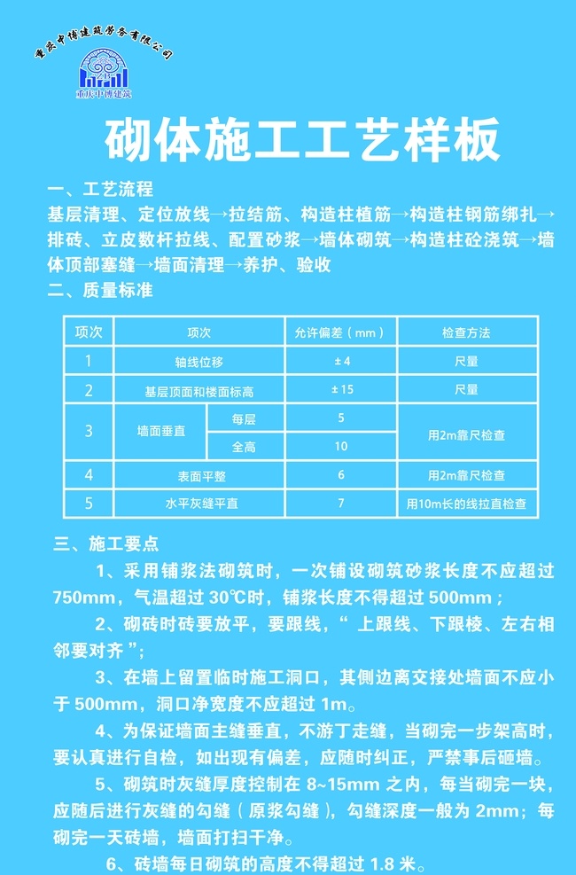 砌体 施工 工艺 牌 砌体施工 施工工艺牌 工艺流程图 施工过程 施工流程