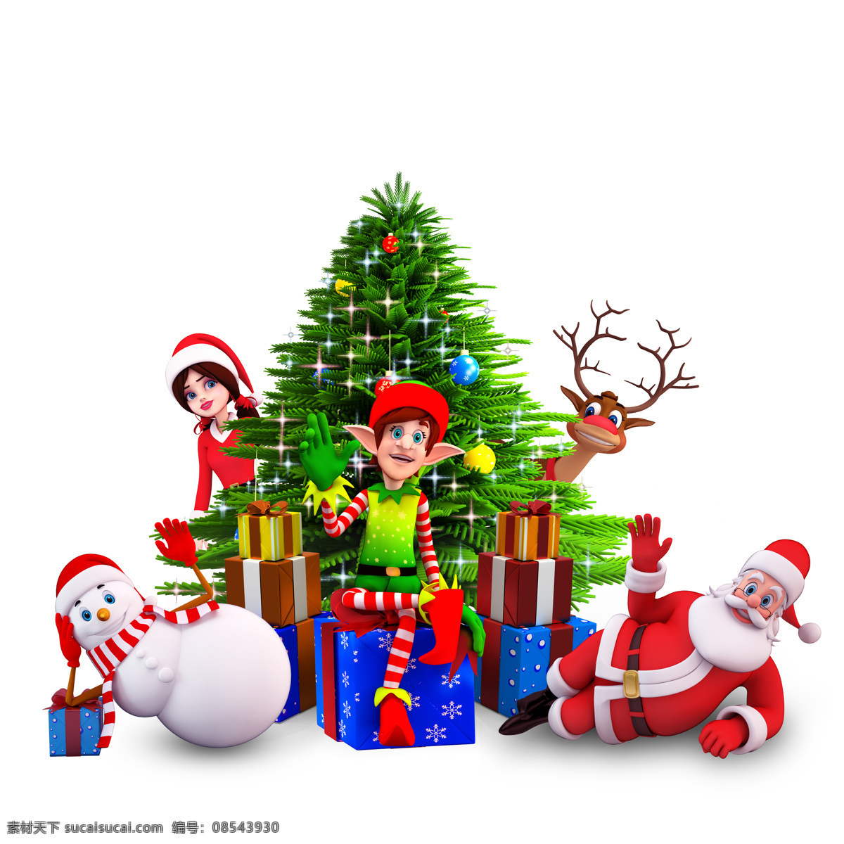卡通 圣诞树 各种 圣诞 人物 圣诞人物 圣诞老人 鹿 雪人 节日庆典 生活百科