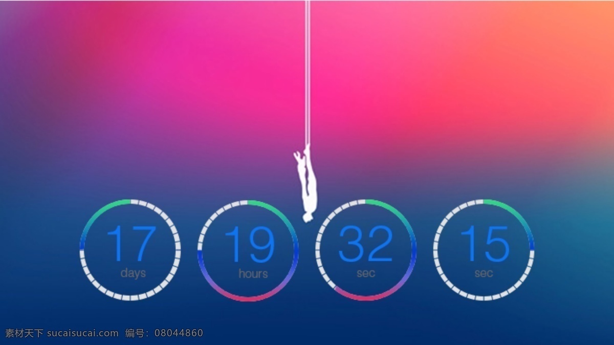 ios7 风格 倒数 计时器 彩色 蓝色 数字 线 网页素材 网页模板